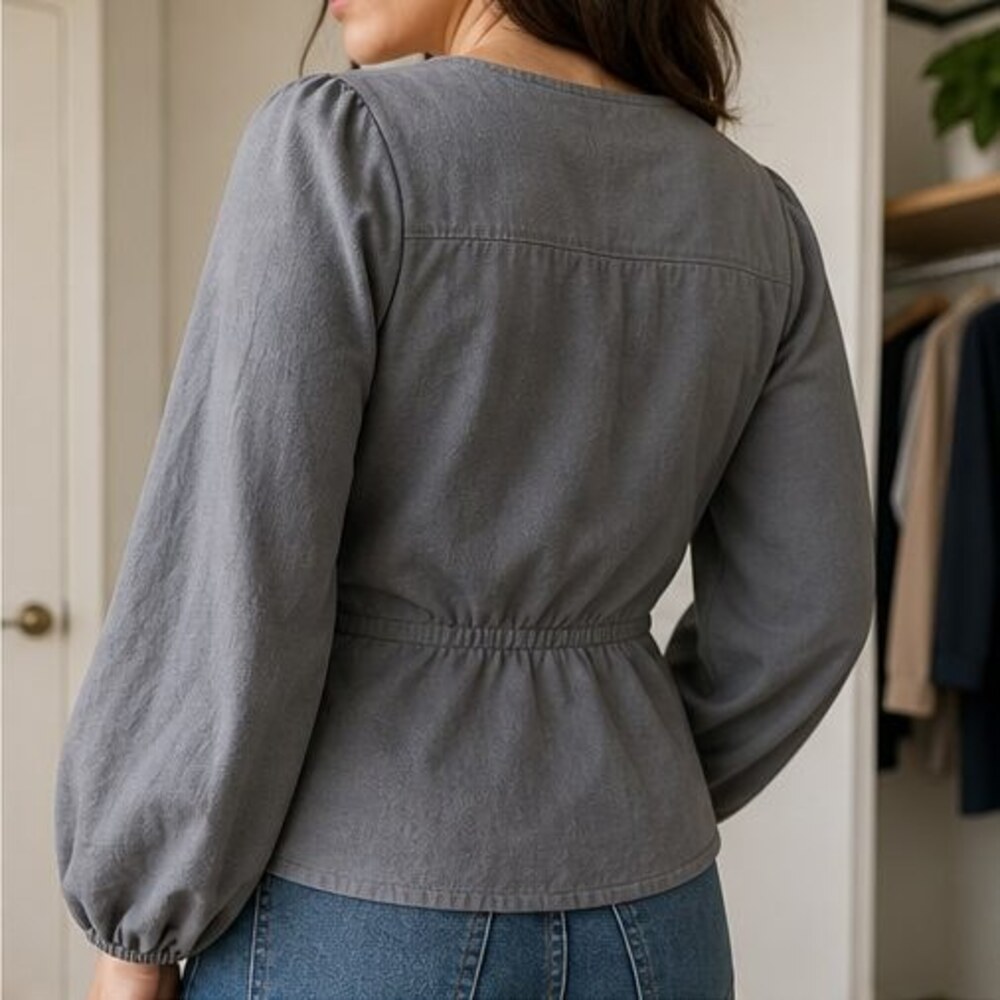 Gray Ruffle Blouse - Picture 3 of 6